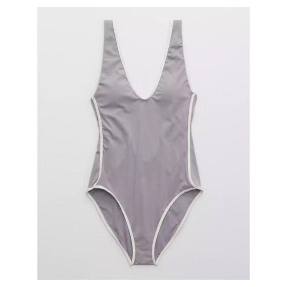 Aerie Offline Real Me Scoop One Piece Swimsuit Sporty Athletic Low Open Back - L - Picture 11 of 11